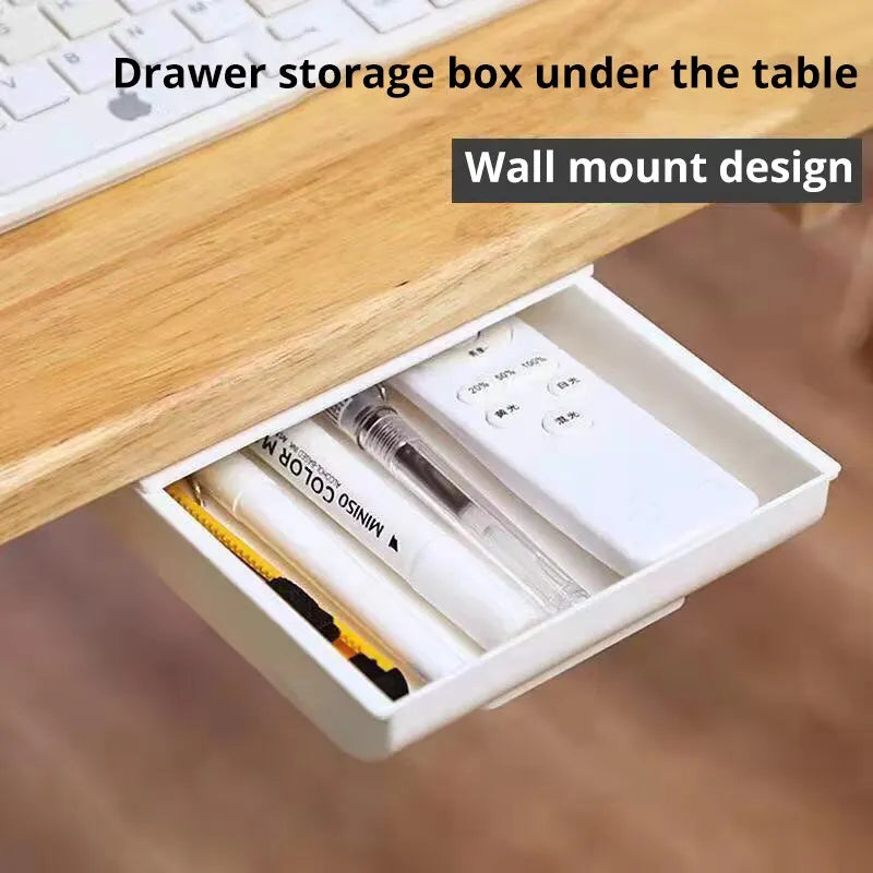 Under-Desk Self-Adhesive Hidden Drawer Organizer