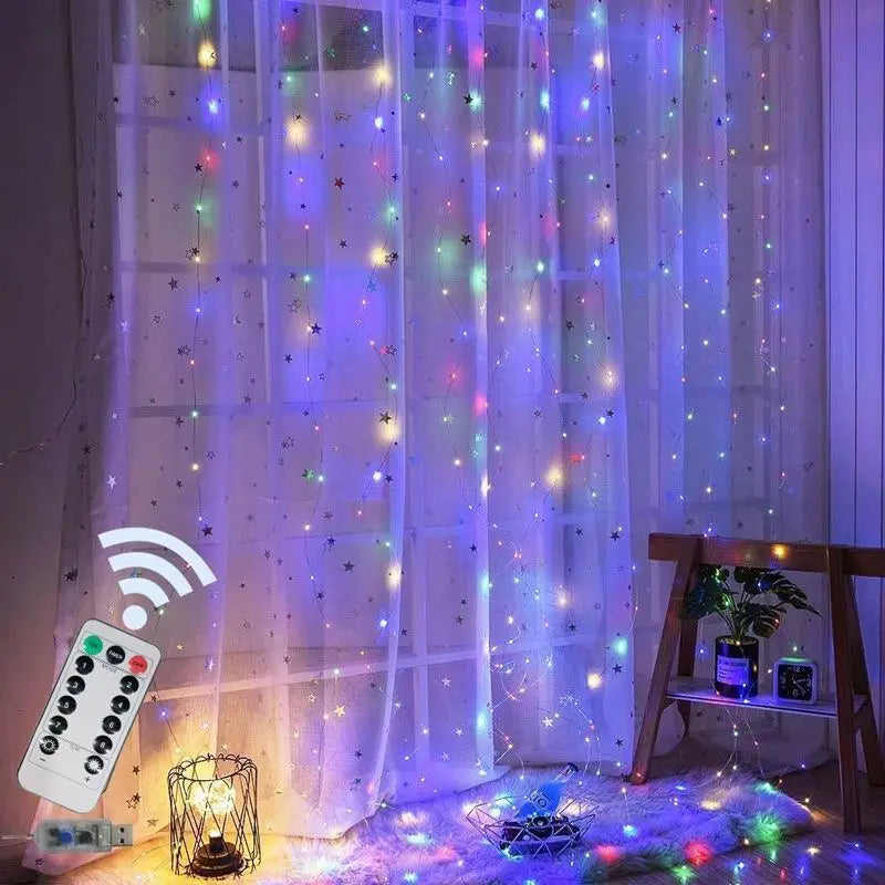 LED Curtain String Lights – USB, Remote Control