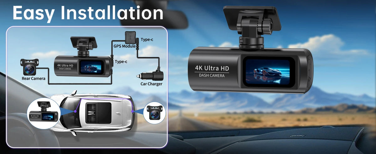4K WiFi Dash Cam – Dual Lens