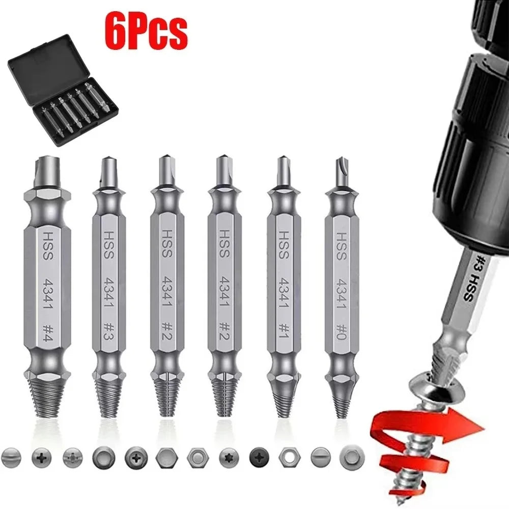 6-Piece Screw Extractor Set – Remove Stripped Screws
