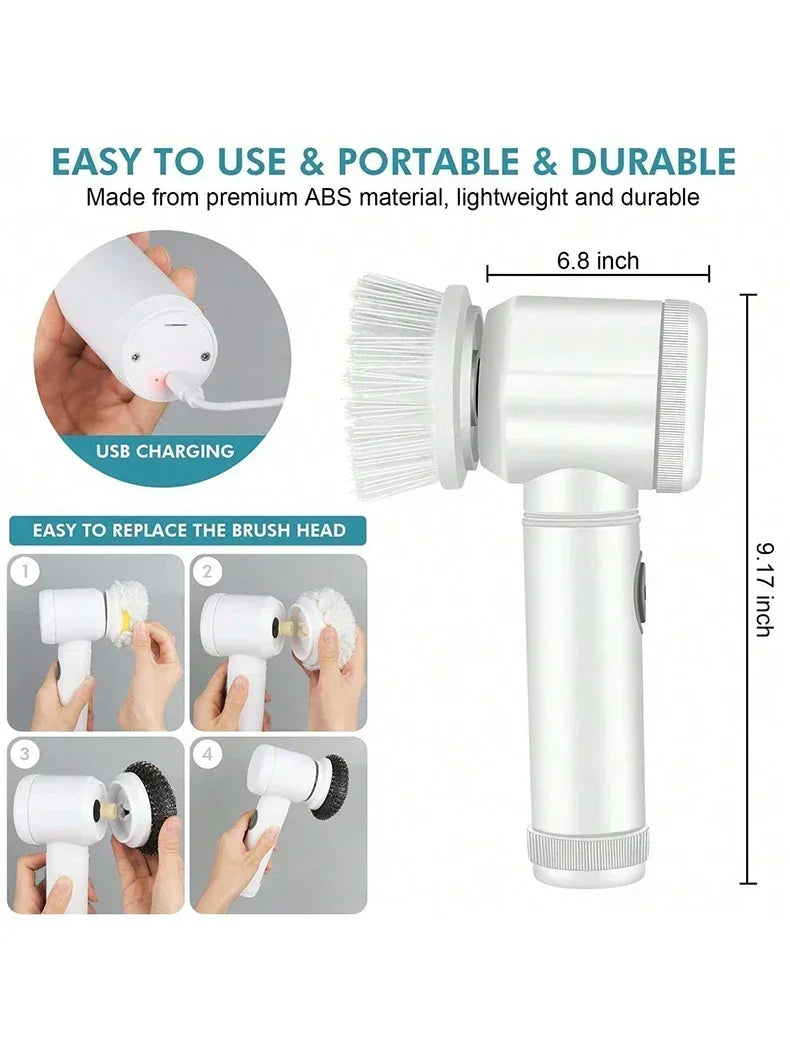 5-in-1 Electric Spin Scrubber – Bathroom & Tile Brush