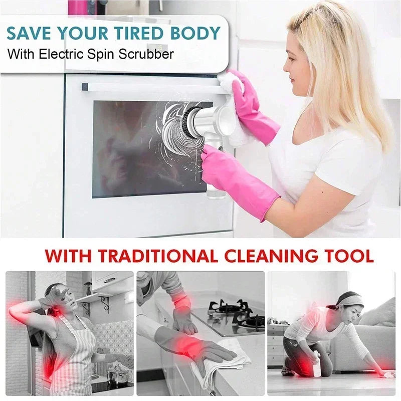 5-in-1 Electric Spin Scrubber – Bathroom & Tile Brush