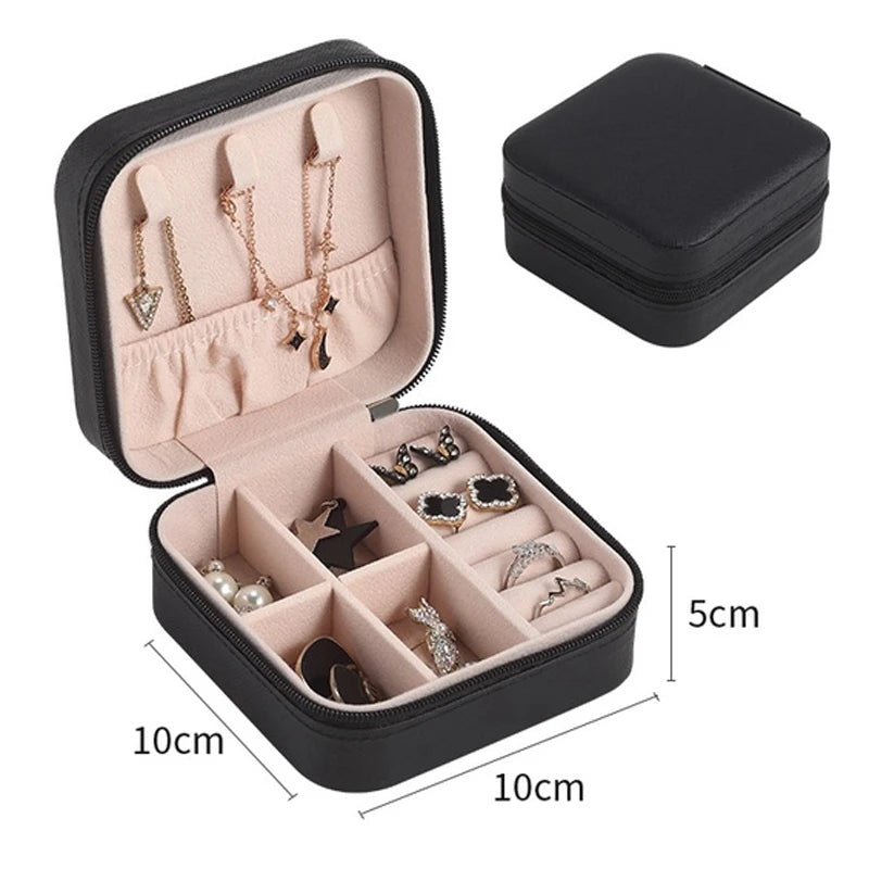 Single-Layer Leather Jewelry Box – Travel Storage