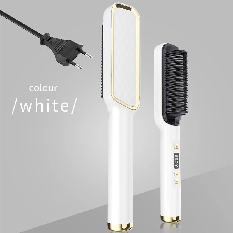 2-in-1 Hot Comb Hair Straightener Brush – Fast Heat, Anti-Scald