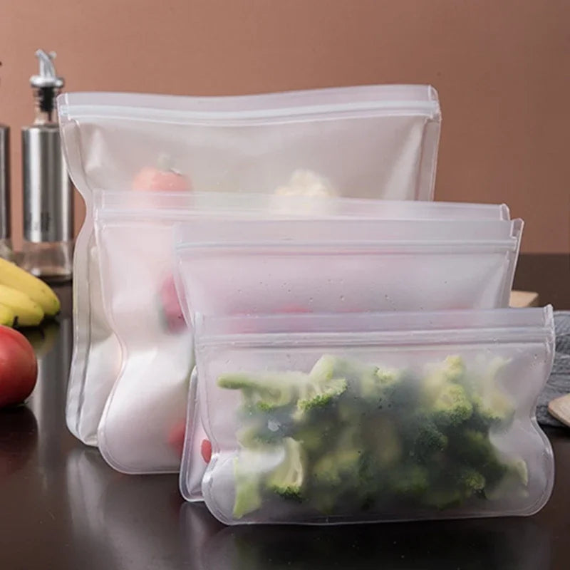 5-Piece Reusable Silicone Food Storage Bags – Leakproof