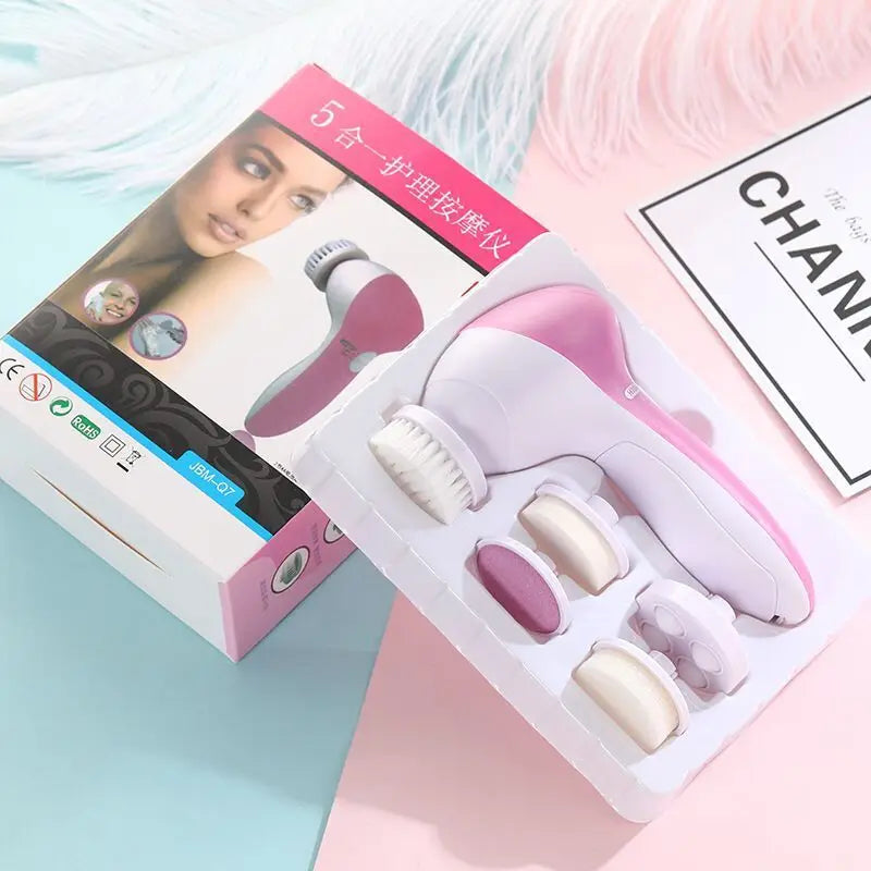 5-in-1 Electric Facial Cleansing Brush – Rechargeable Face Spa