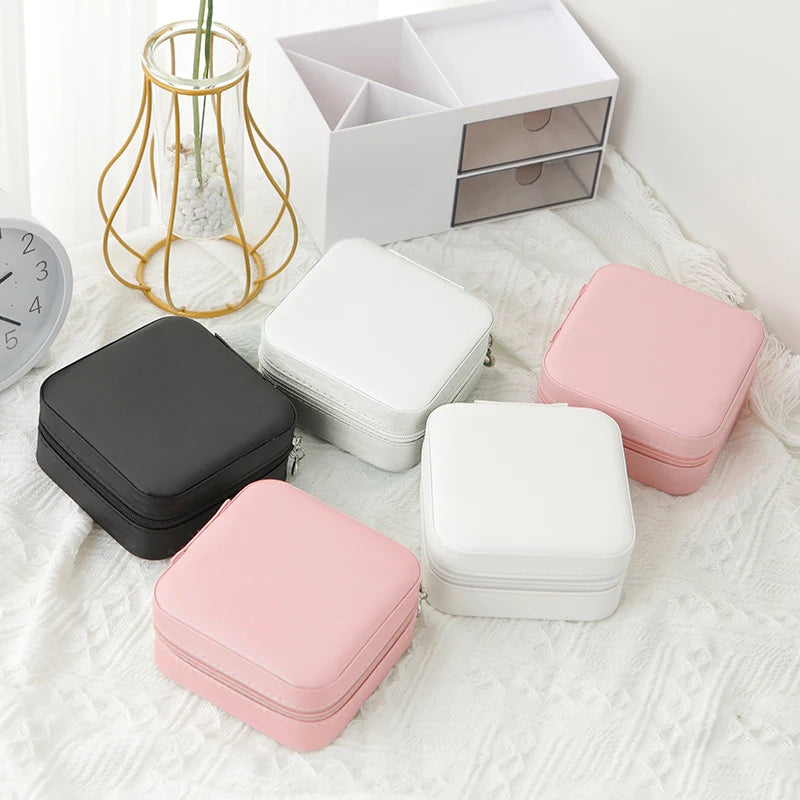 Single-Layer Leather Jewelry Box – Travel Storage