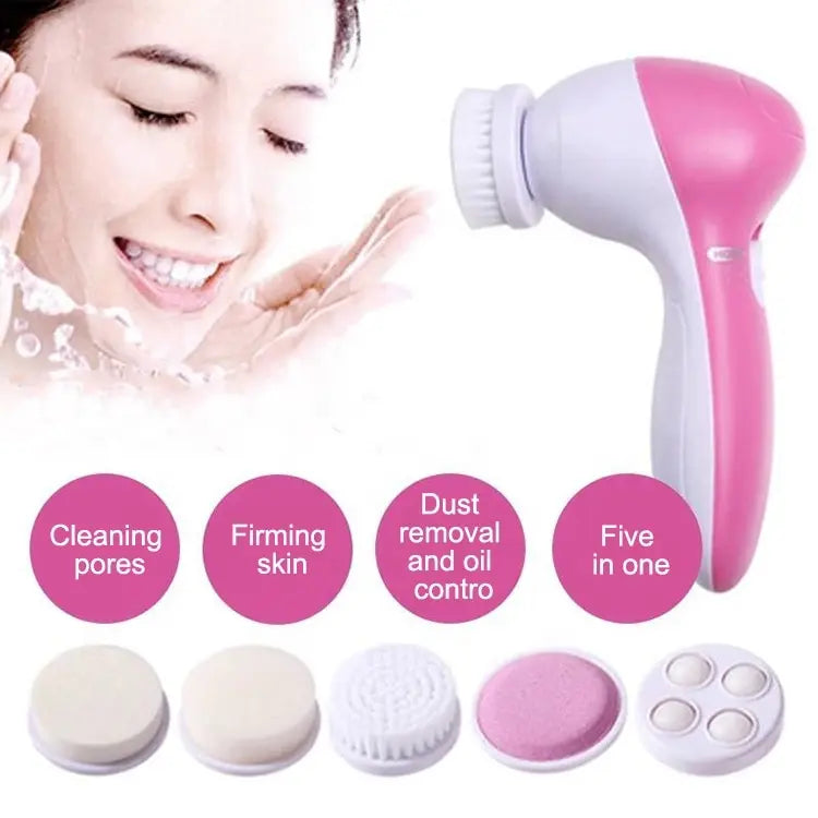5-in-1 Electric Facial Cleansing Brush – Rechargeable Face Spa