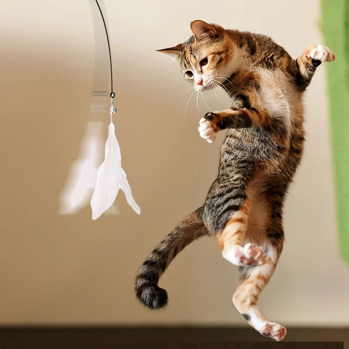 Interactive Cat Feather Wand with Bell