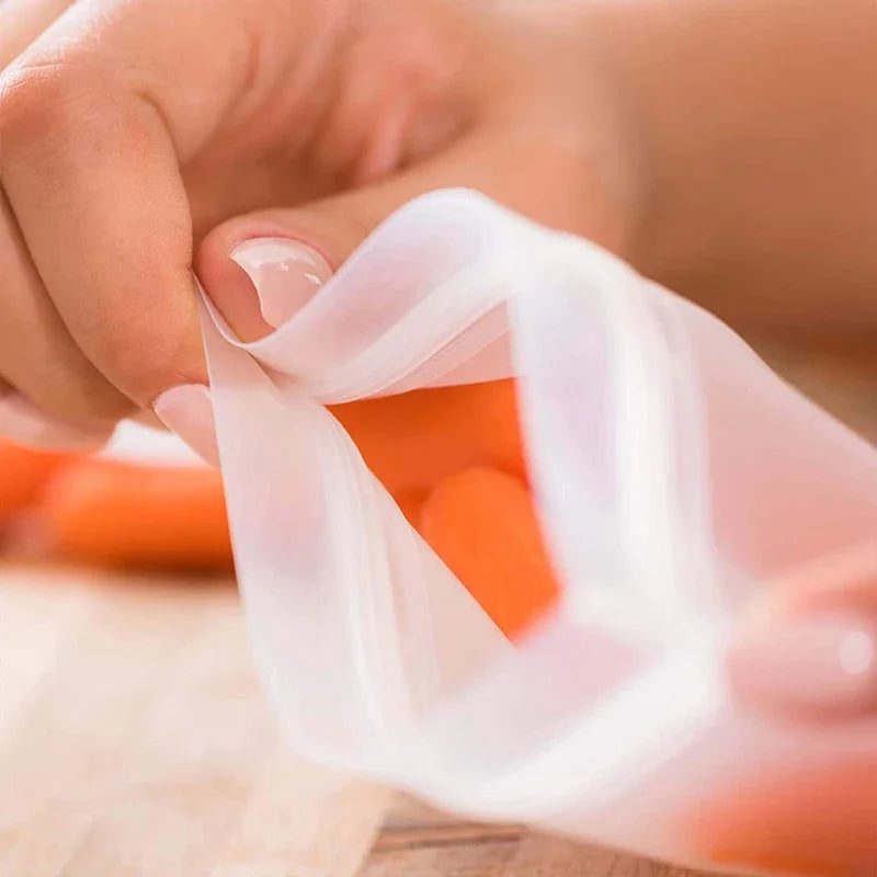 5-Piece Reusable Silicone Food Storage Bags – Leakproof