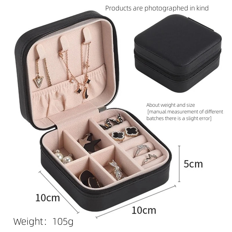 Single-Layer Leather Jewelry Box – Travel Storage
