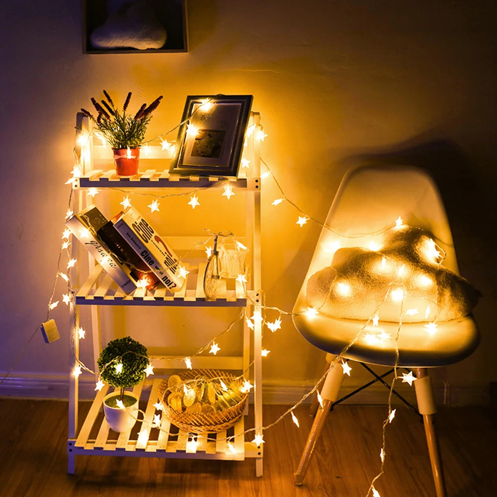 LED Star Fairy Lights – Indoor/Outdoor String Garland