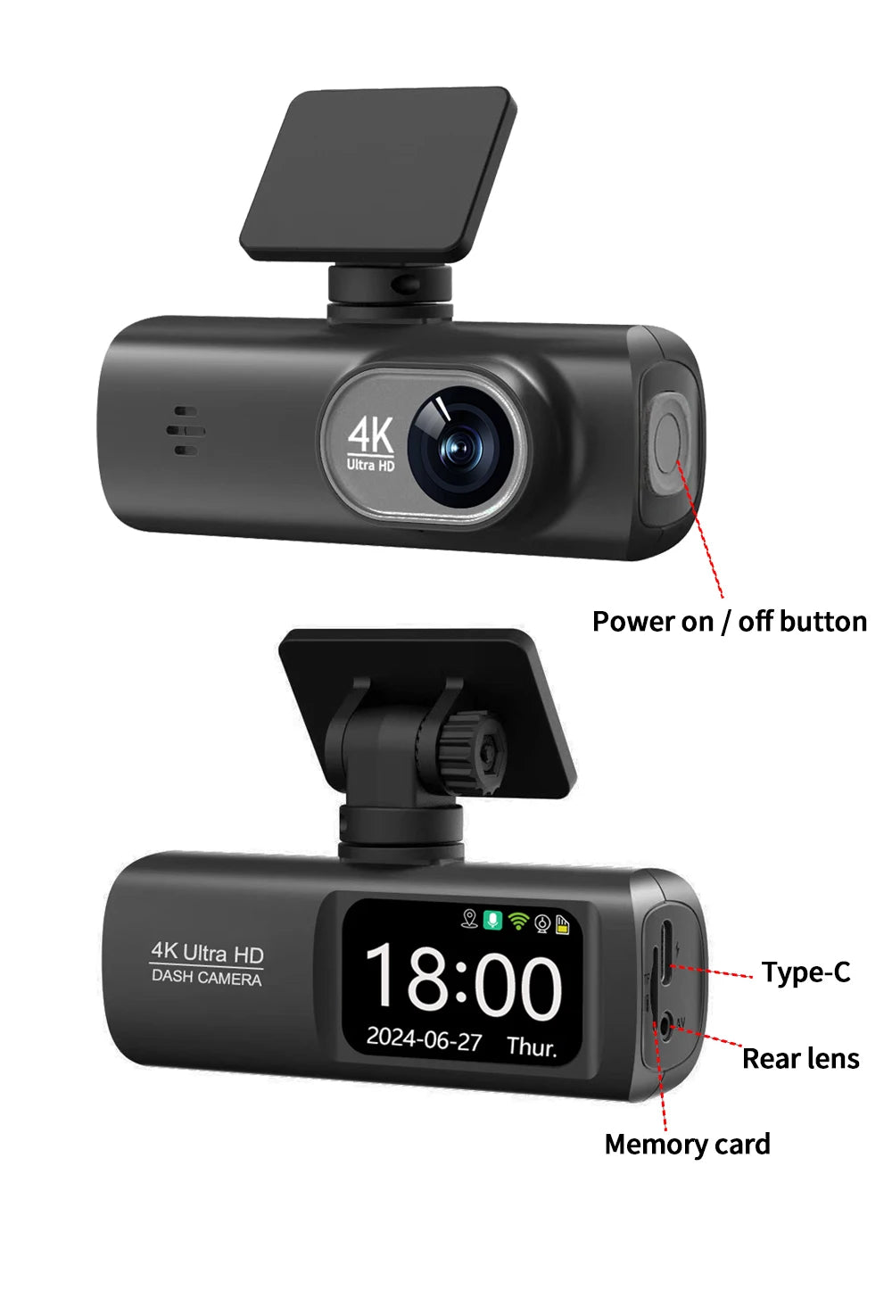 4K WiFi Dash Cam – Dual Lens