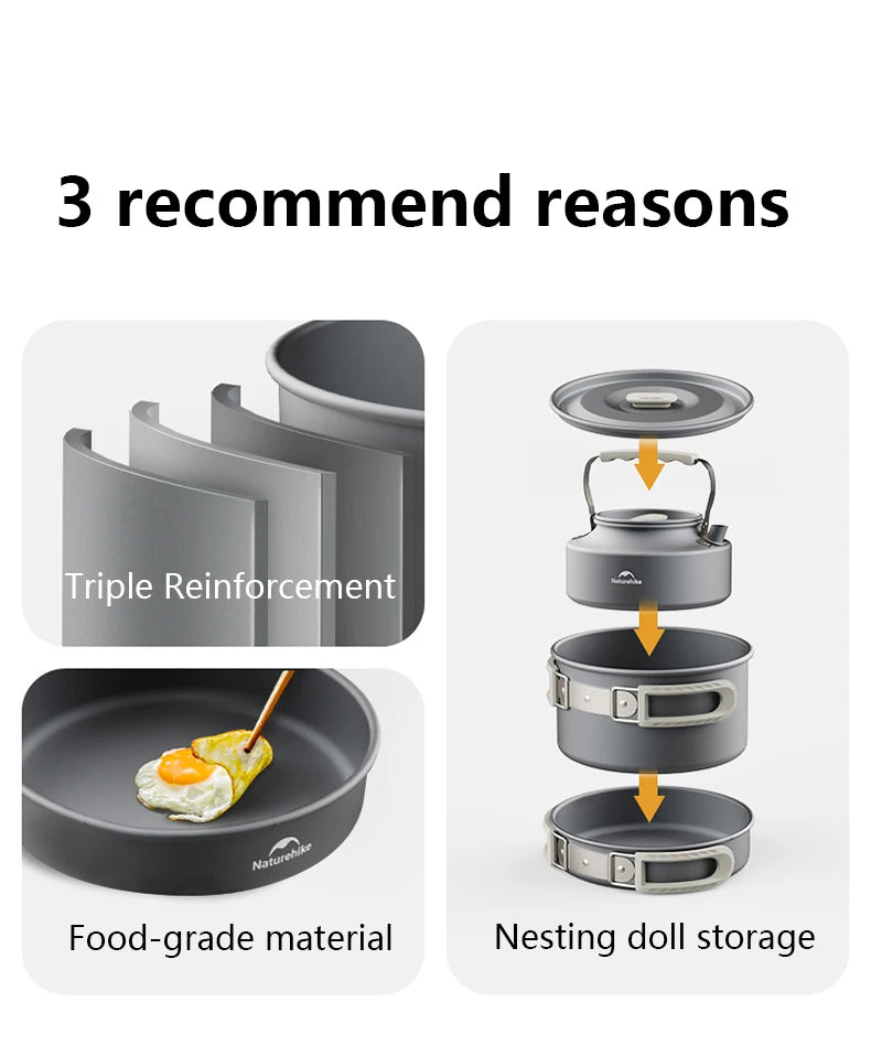 Camping Cookware Mess Kit – Portable Pot & Frying Pan Set