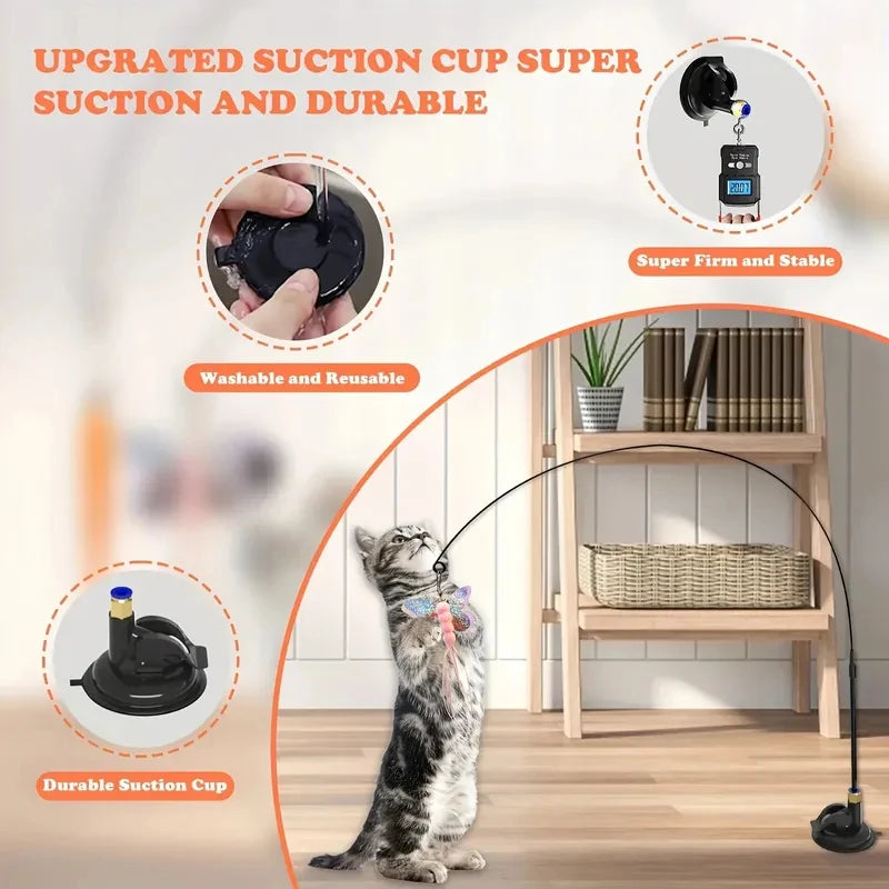 Interactive Cat Feather Wand with Bell