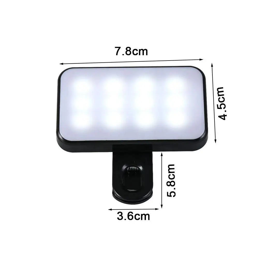 Clip-On Selfie Fill Light – 3 Modes, Rechargeable