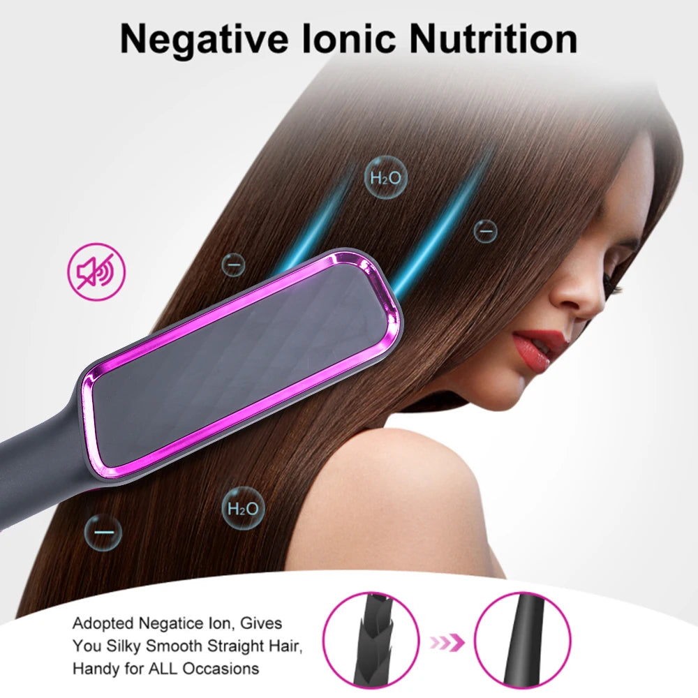 2-in-1 Hot Comb Hair Straightener Brush – Fast Heat, Anti-Scald
