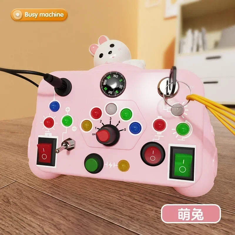 Montessori Busy Board with LED Lights & Switches