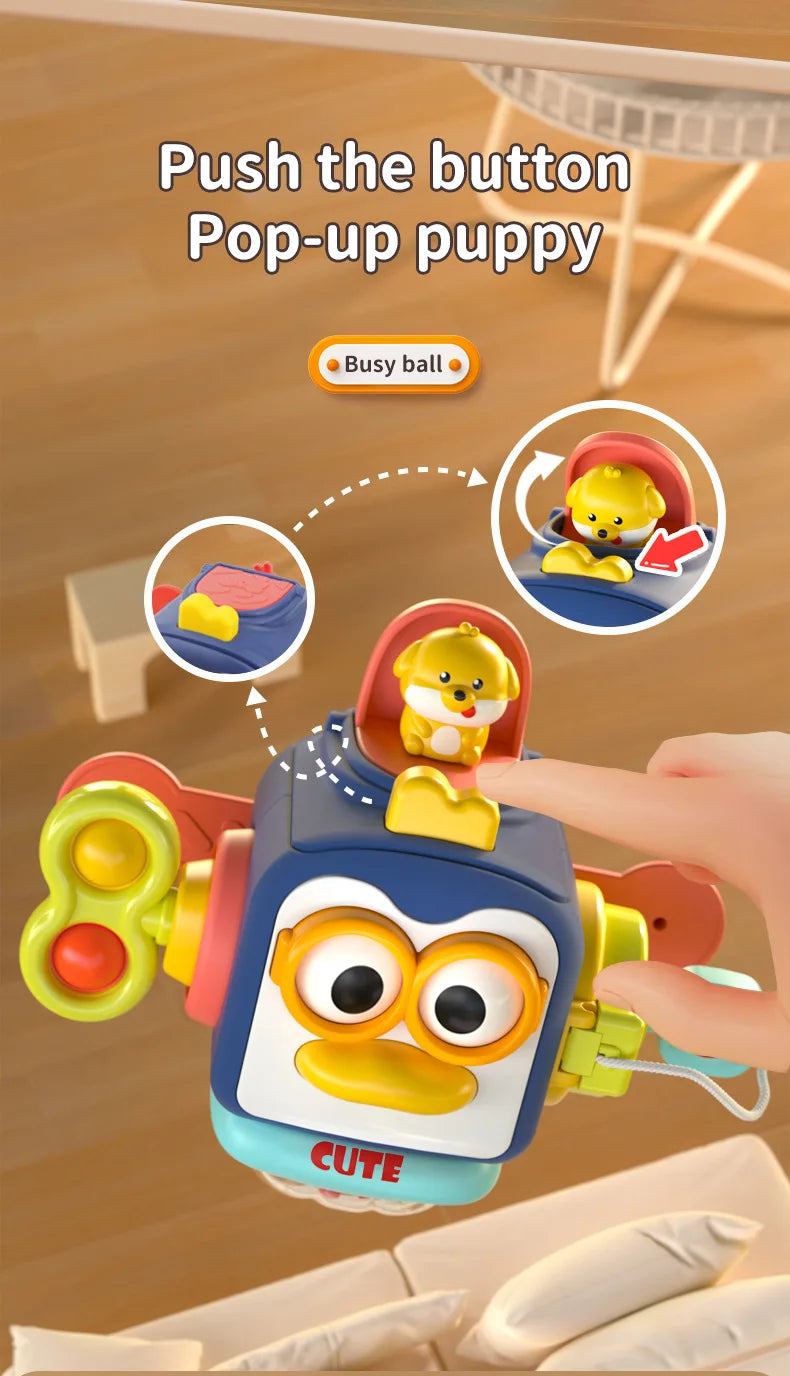 Montessori Busy Board Cube – Sensory Learning Toy for Toddlers