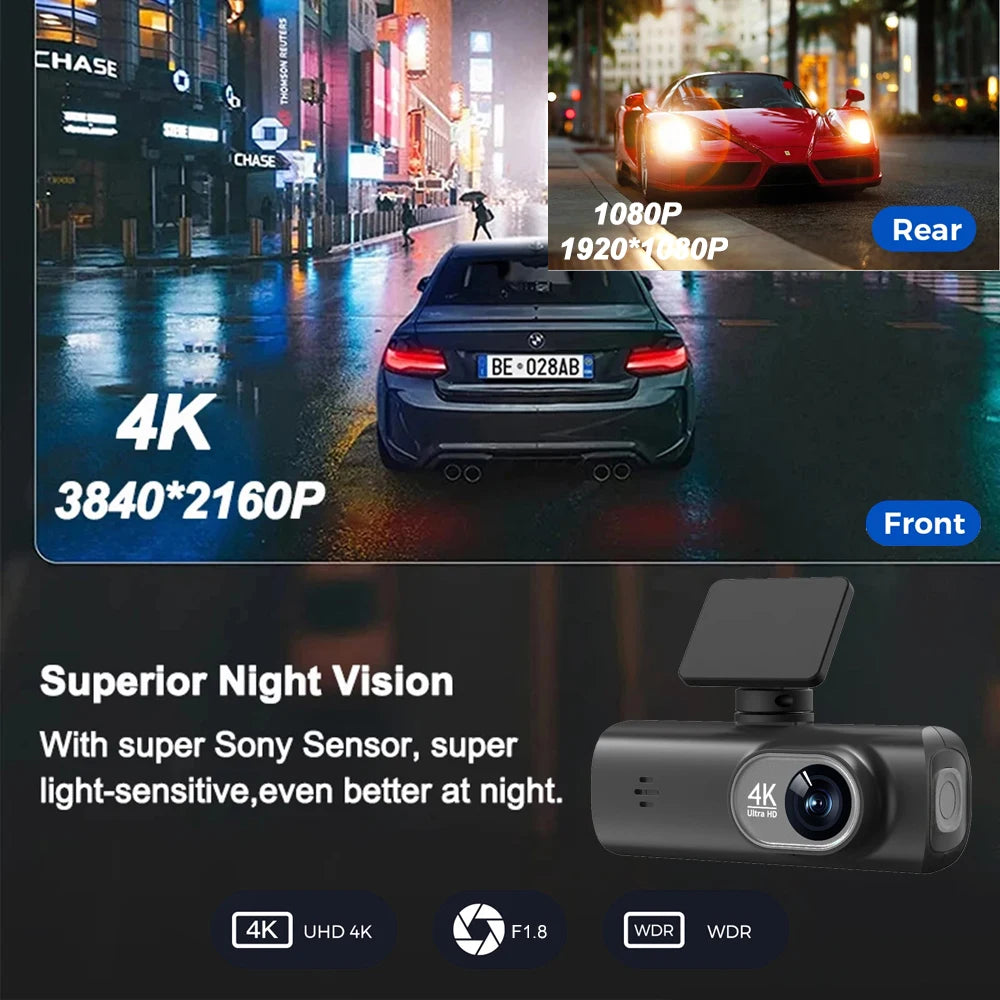 4K WiFi Dash Cam – Dual Lens