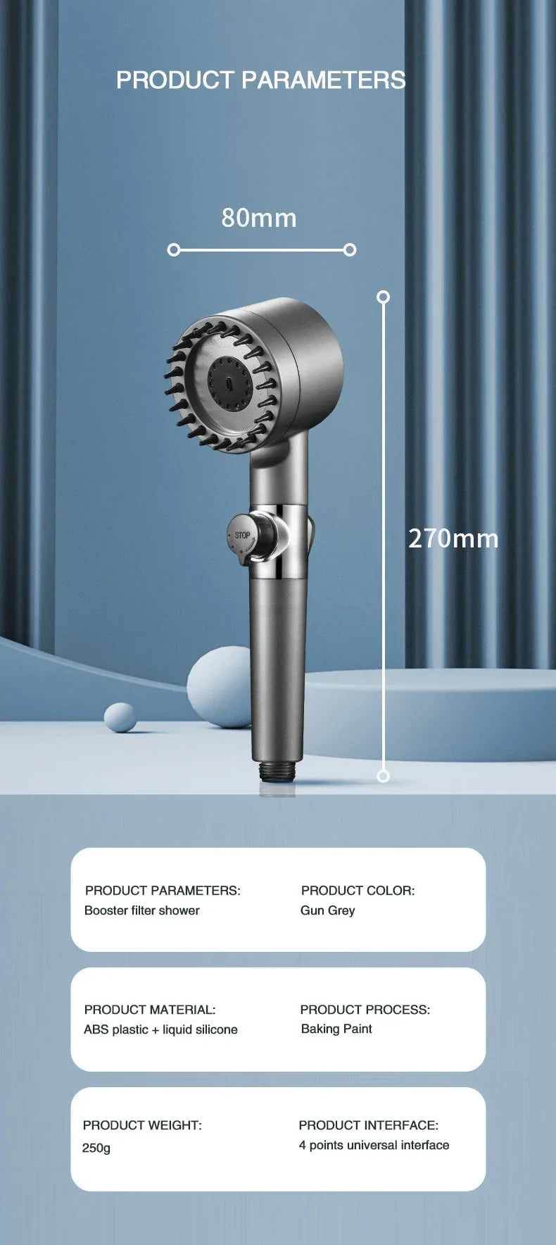 Filtered Shower Head – High Pressure, 3 Modes