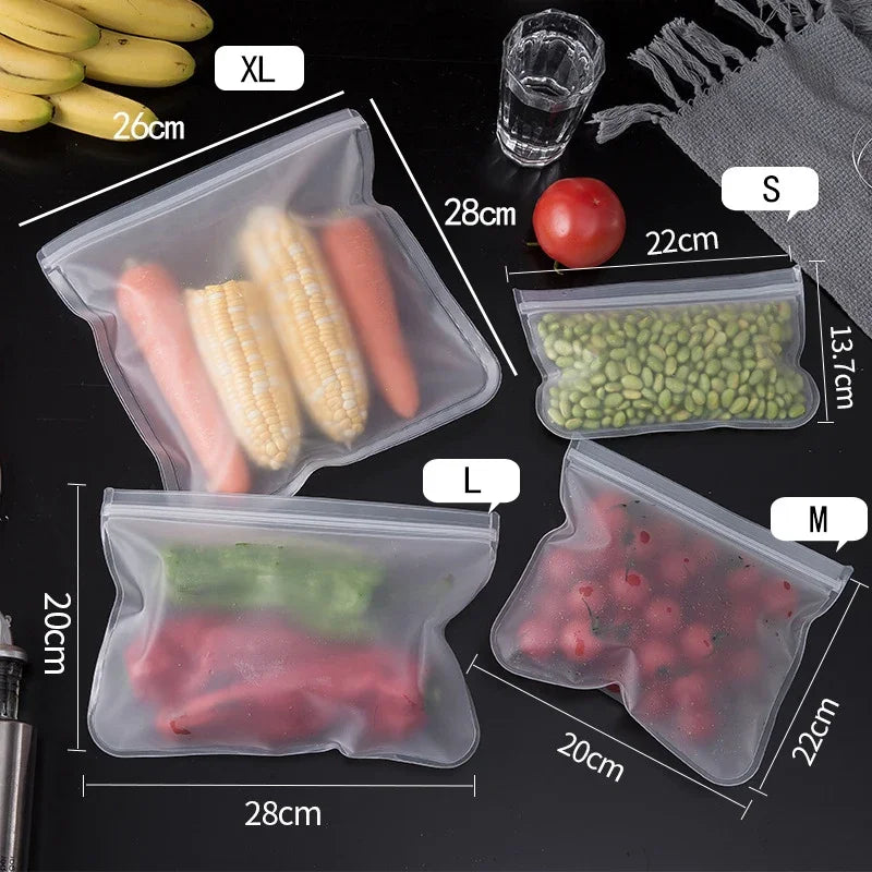 5-Piece Reusable Silicone Food Storage Bags – Leakproof