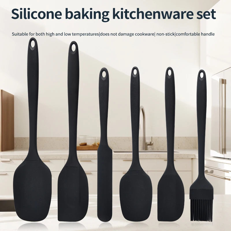 6-Piece Silicone Baking Utensil Set – Spatulas, Scraper & Brush