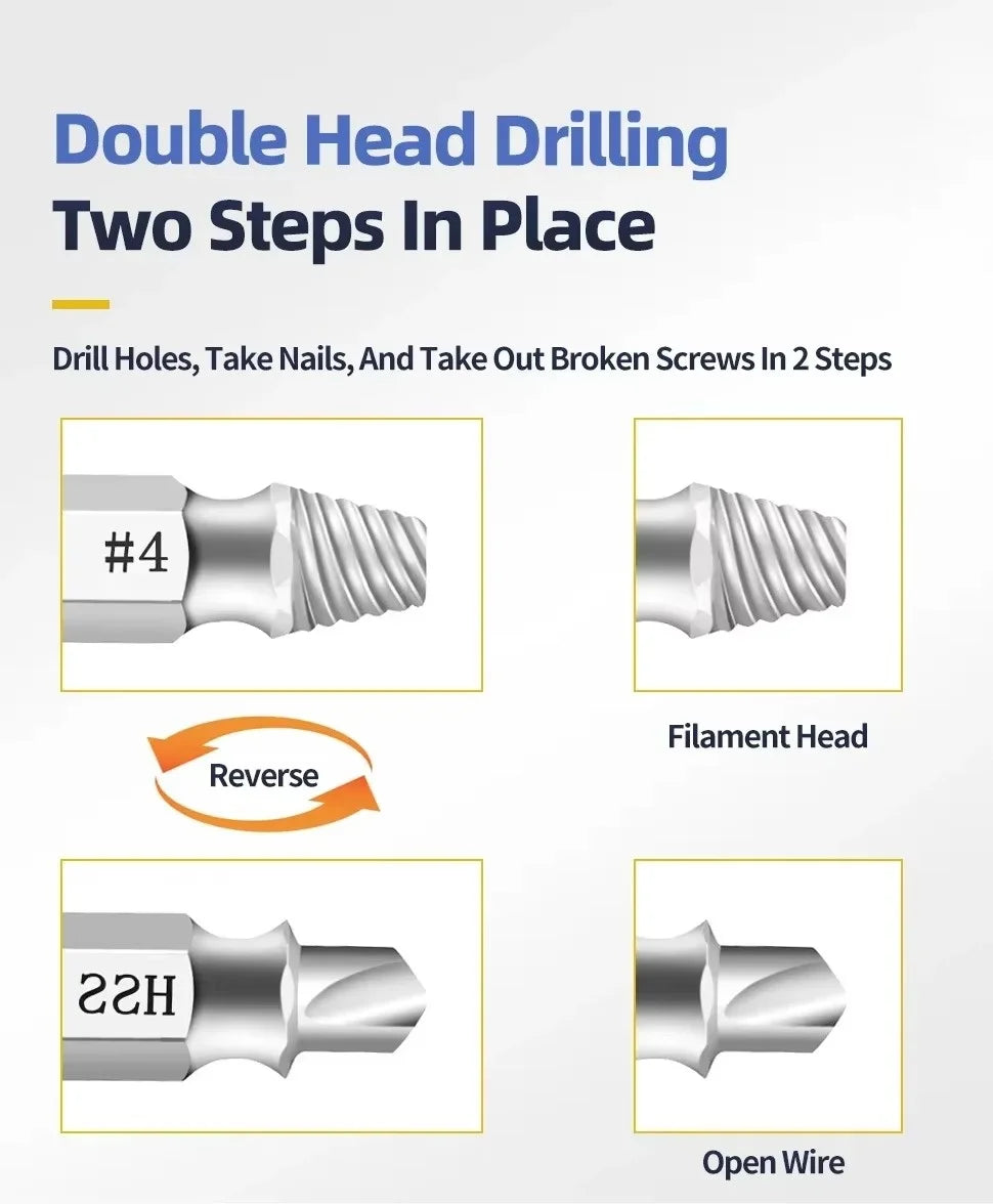6-Piece Screw Extractor Set – Remove Stripped Screws