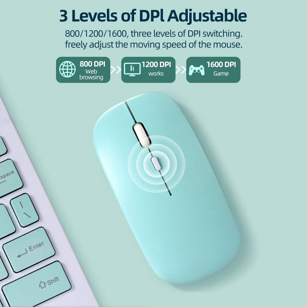 Silent Wireless Bluetooth Mouse – Slim & Portable