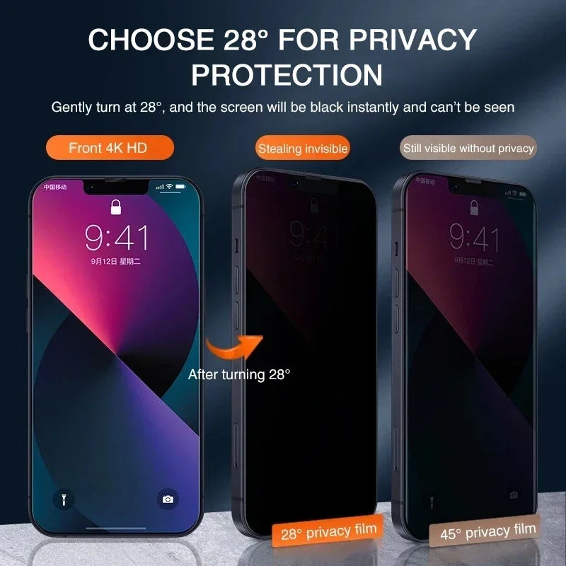 Privacy Screen Protector for iPhone (4-Pack) – Anti-Spy Tempered Glass