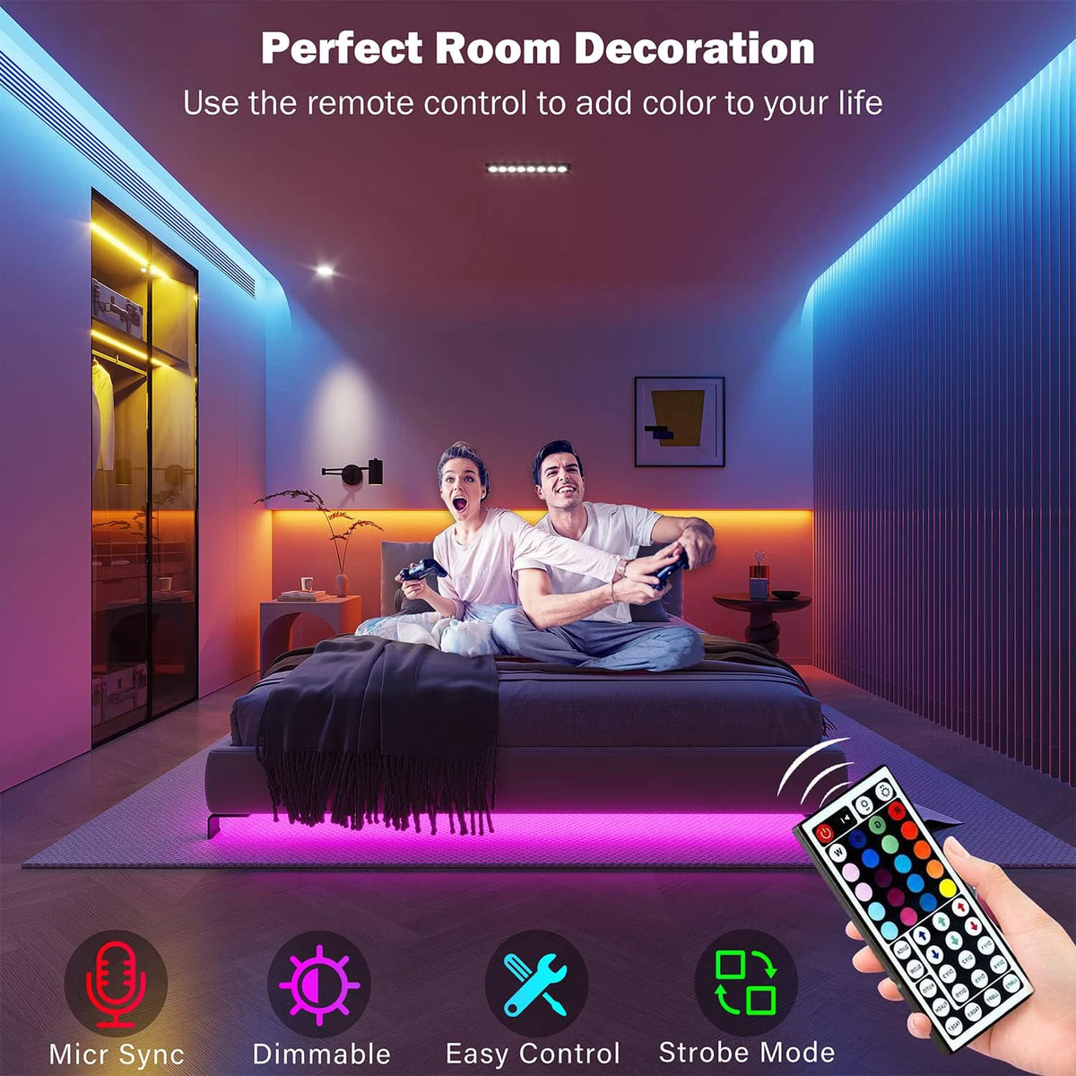 RGB LED Strip Lights – App & Remote Control