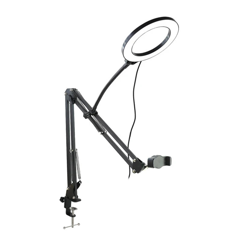 Overhead Phone Tripod with Ring Light – Desk Mount for Filming