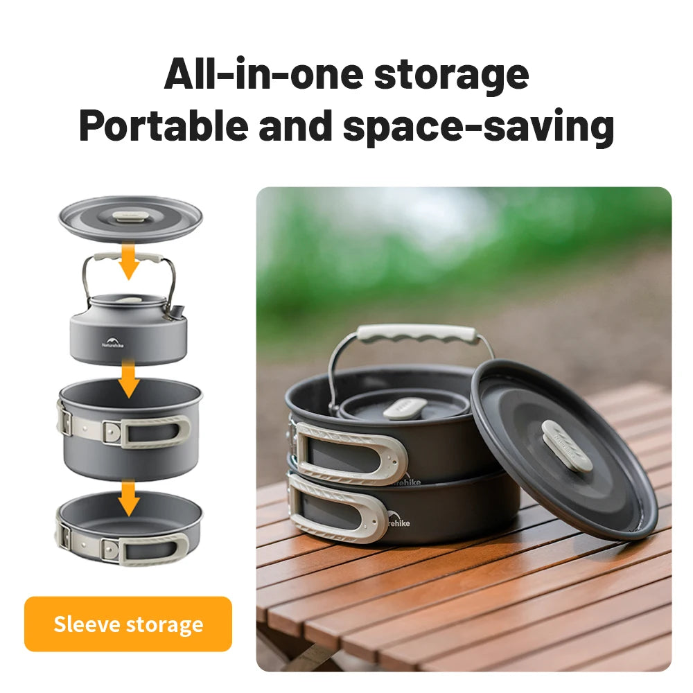 Camping Cookware Mess Kit – Portable Pot & Frying Pan Set