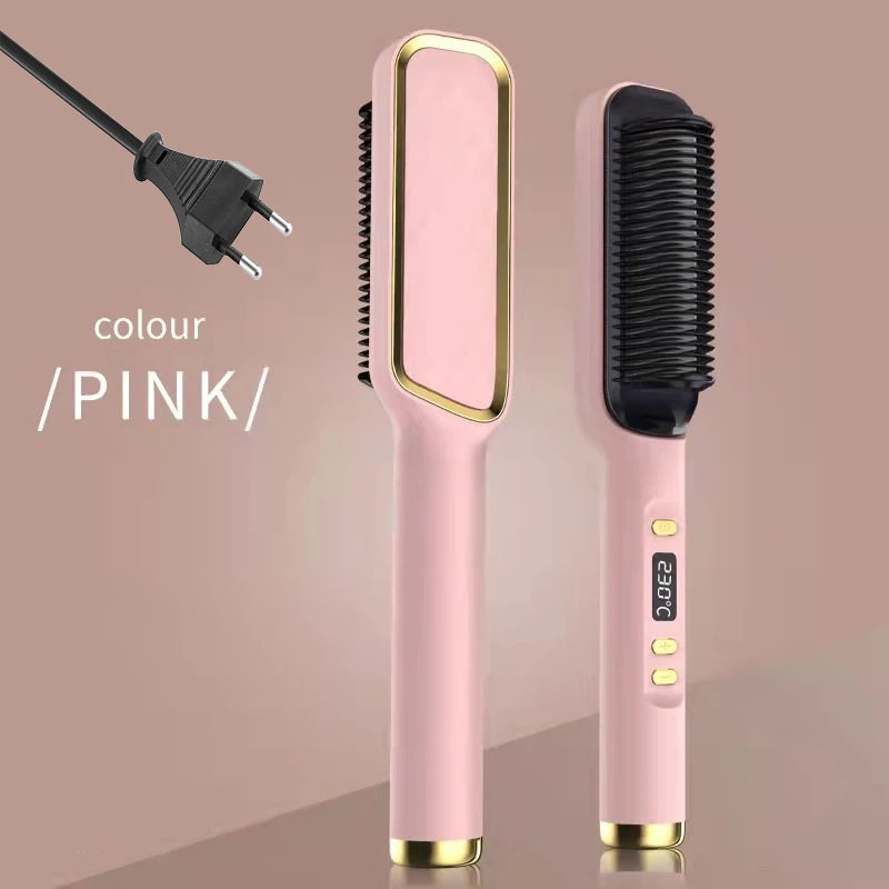 2-in-1 Hot Comb Hair Straightener Brush – Fast Heat, Anti-Scald
