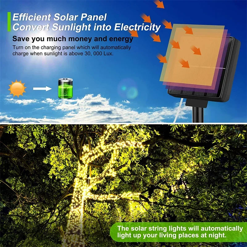 Solar Outdoor Fairy String Lights – Waterproof