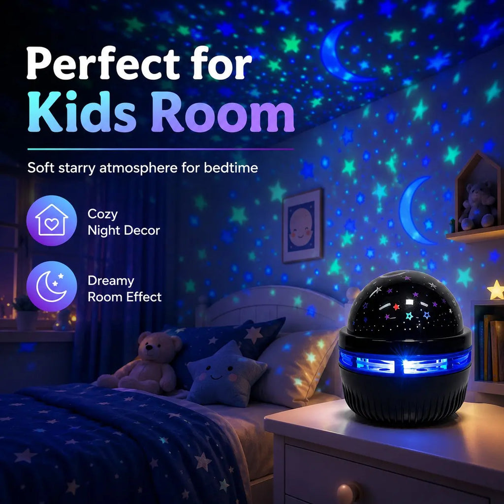 Galaxy Star Projector Night Light – Moon & Stars RGB