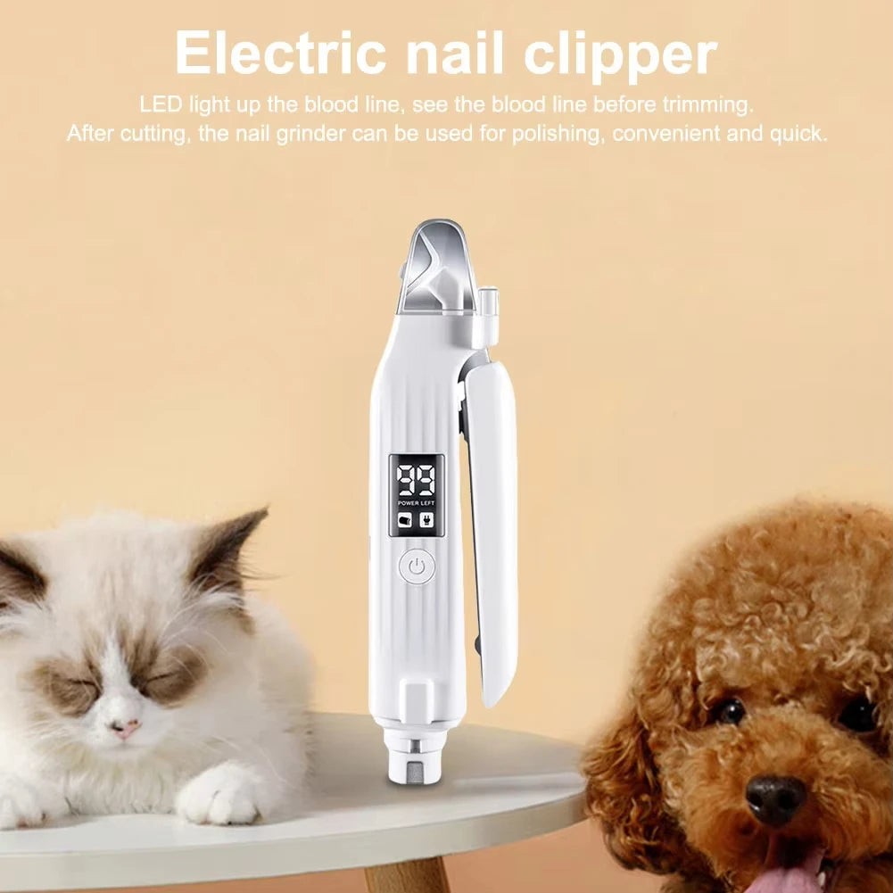 2-in-1 Electric Pet Nail Trimmer with LED Light