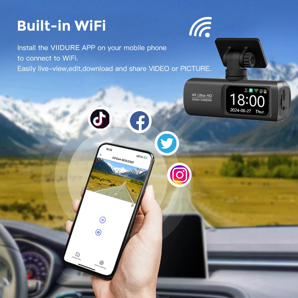 4K WiFi Dash Cam – Dual Lens