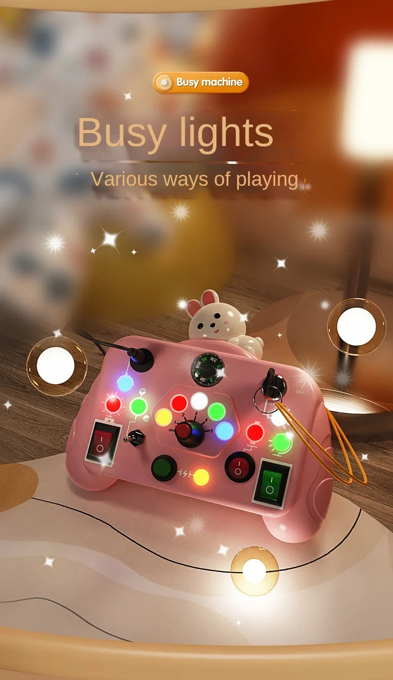 Montessori Busy Board with LED Lights & Switches