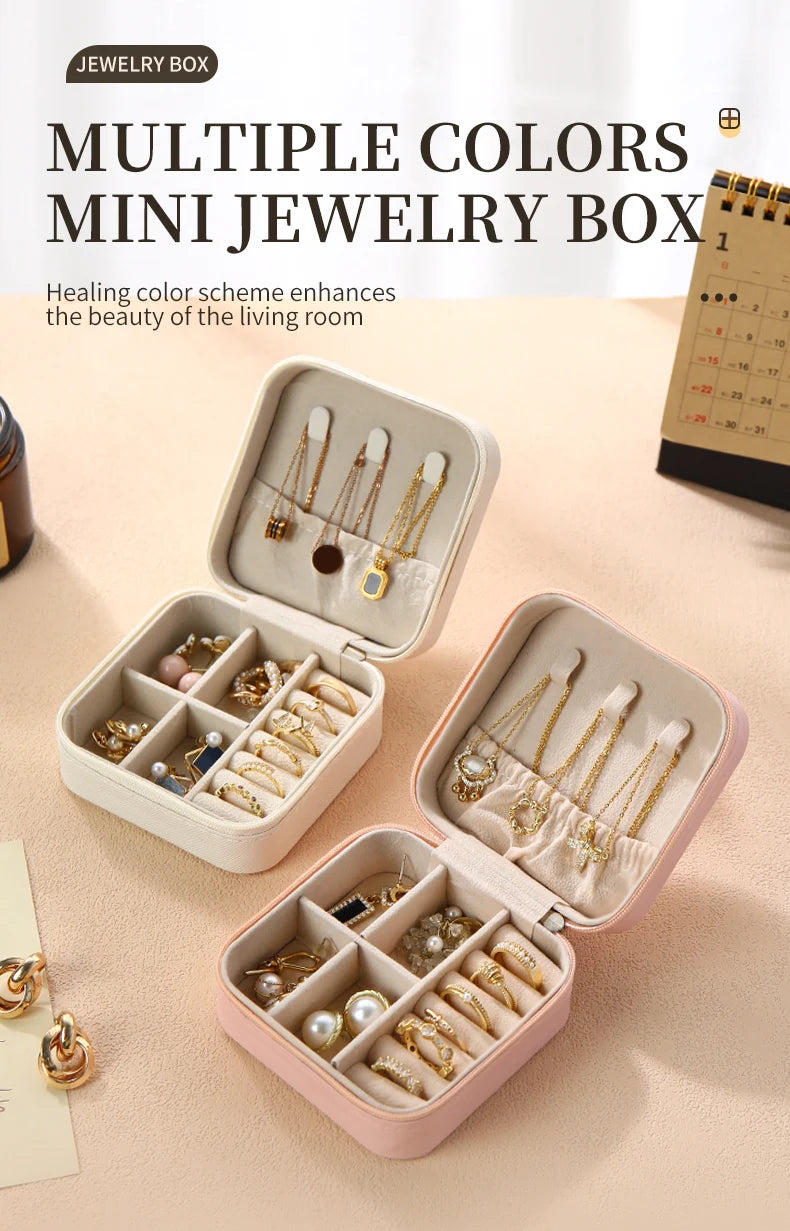 Portable Mini Jewelry Travel Case – PU Leather Organizer