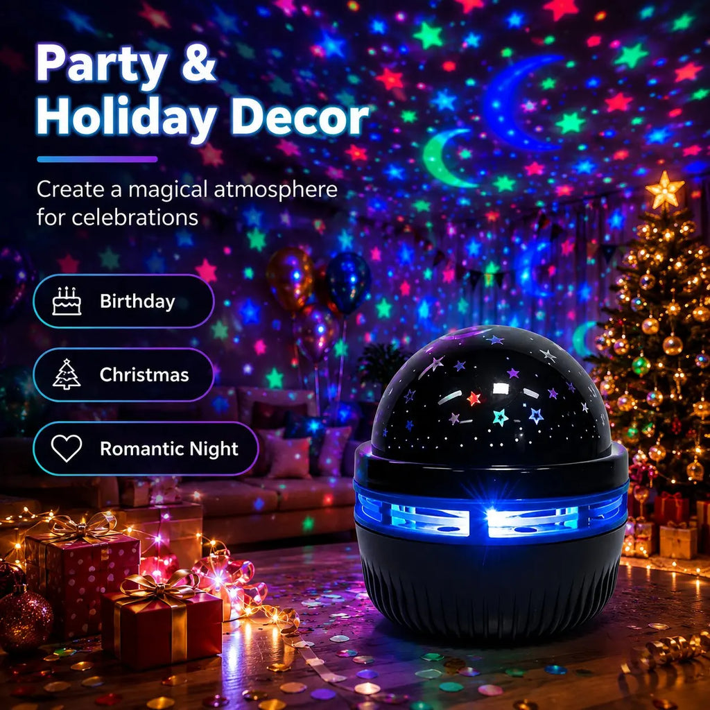 Galaxy Star Projector Night Light – Moon & Stars RGB