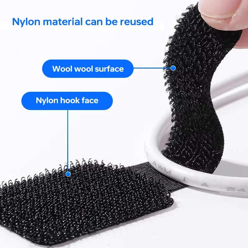 20-Pack Reusable Cable Management Straps – Self-Adhesive