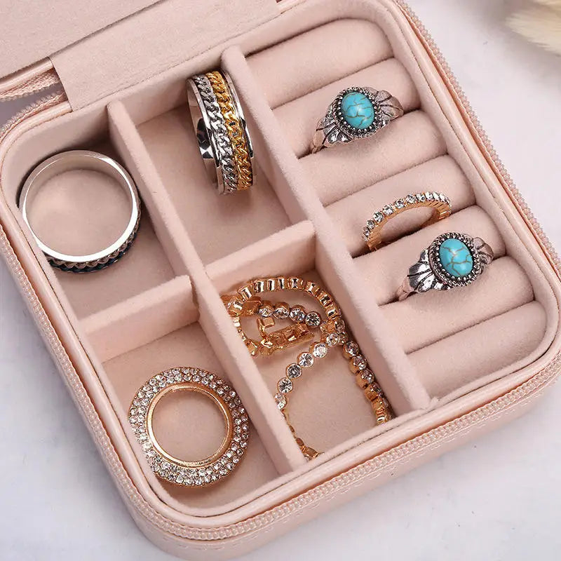 Portable Mini Jewelry Travel Case – PU Leather Organizer