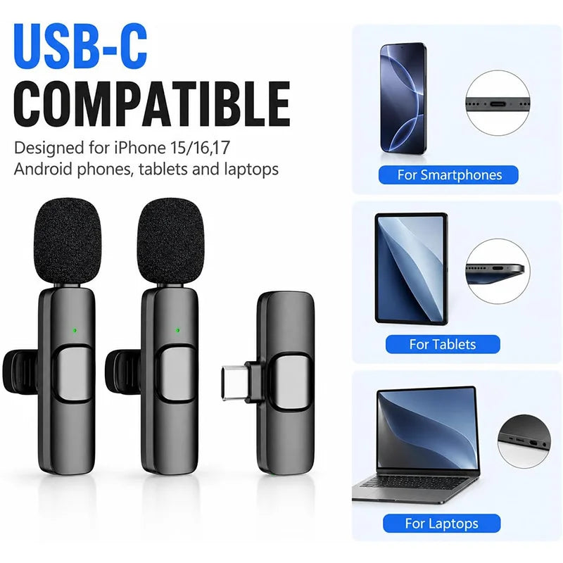 Wireless Lavalier Microphone – Noise Cancelling Mini Mic for Vlogging