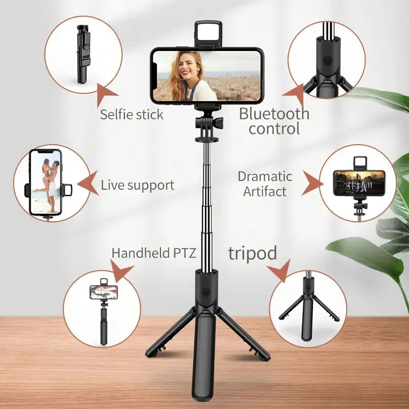 Selfie Stick Tripod with Detachable Bluetooth Remote