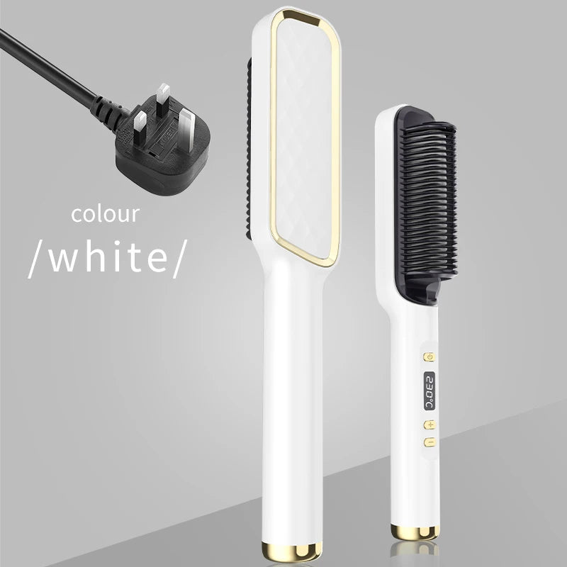 2-in-1 Hot Comb Hair Straightener Brush – Fast Heat, Anti-Scald