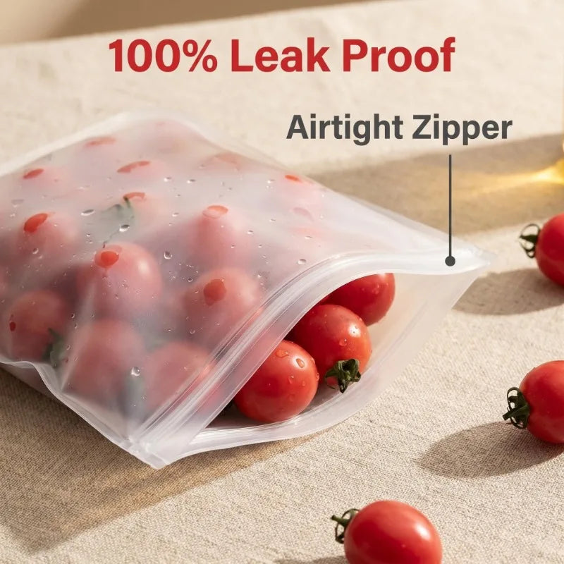 5-Piece Reusable Silicone Food Storage Bags – Leakproof