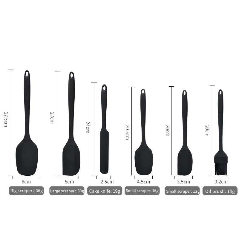 6-Piece Silicone Baking Utensil Set – Spatulas, Scraper & Brush
