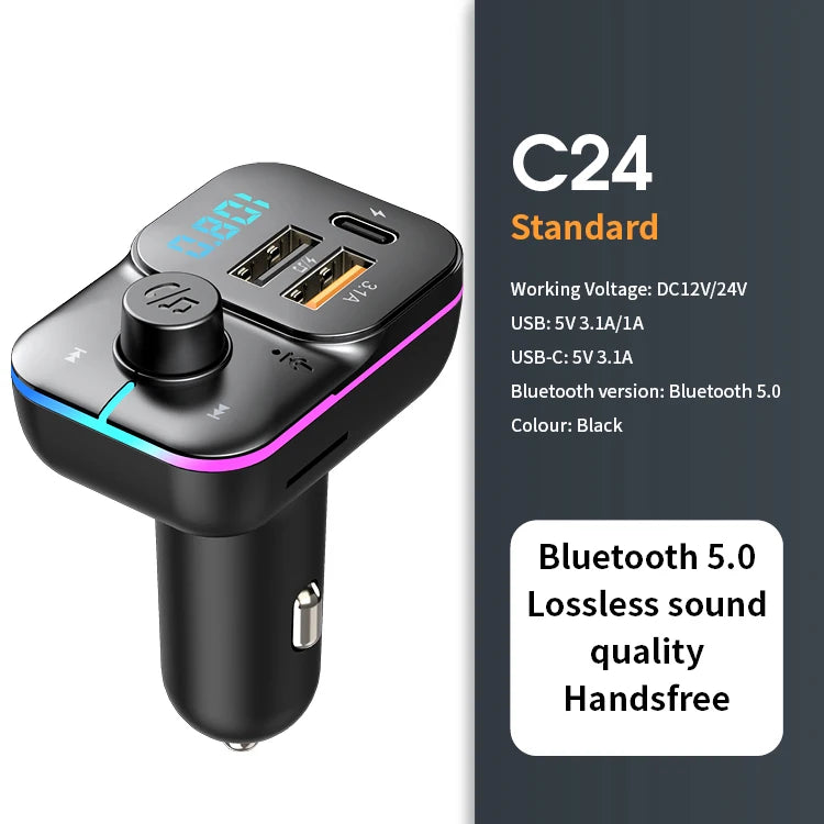 Bluetooth FM Transmitter & Fast Car Charger