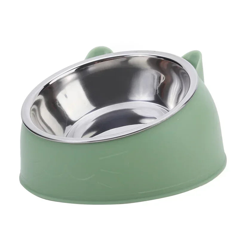 Tilted Stainless Steel Double Pet Bowl